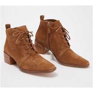 New Kelsi Dagger Getaway Boots Camel Tan Suede Lace Up Western Stitches Size 6